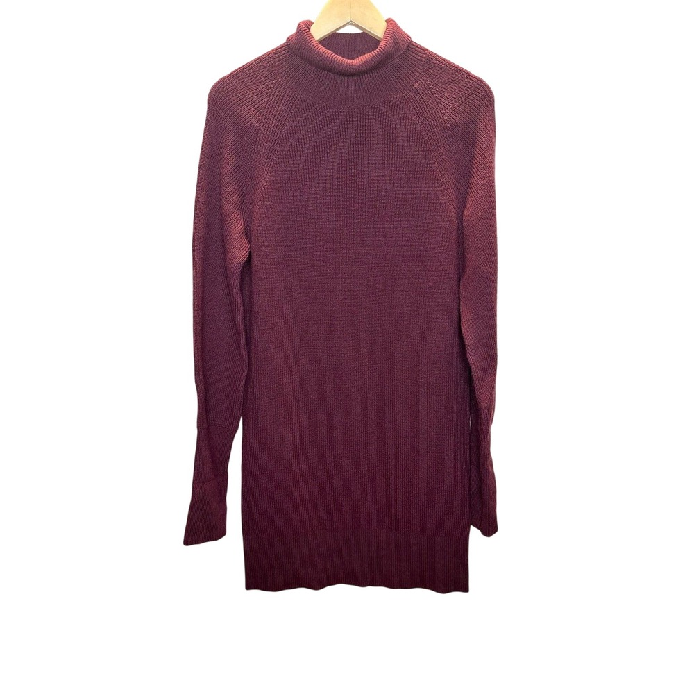 Banana Republic Sweater Dress Women S Burgundy Merino Wool Turtleneck Mini